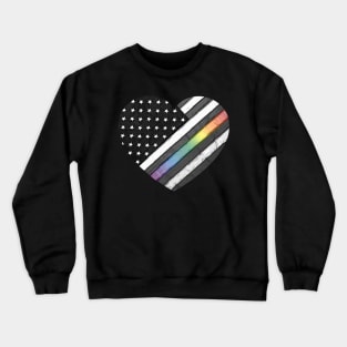 American Flag Rainbow Heart Crewneck Sweatshirt